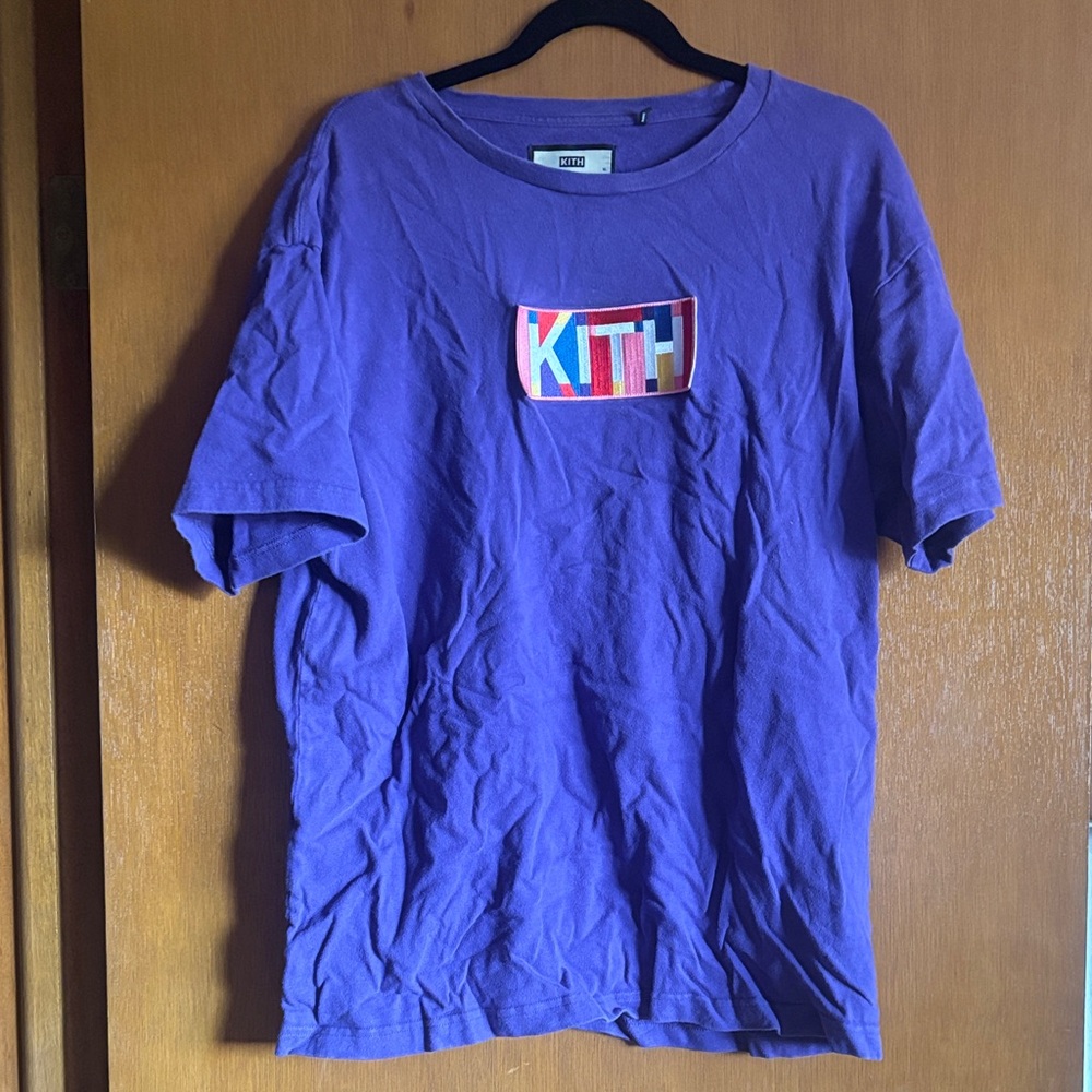 Kith Purple Tee with Multicolor Logo Patch